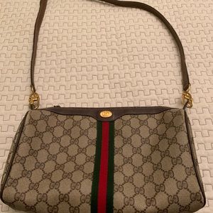 Vintage Gucci Shoulder Purse Striped Monogram